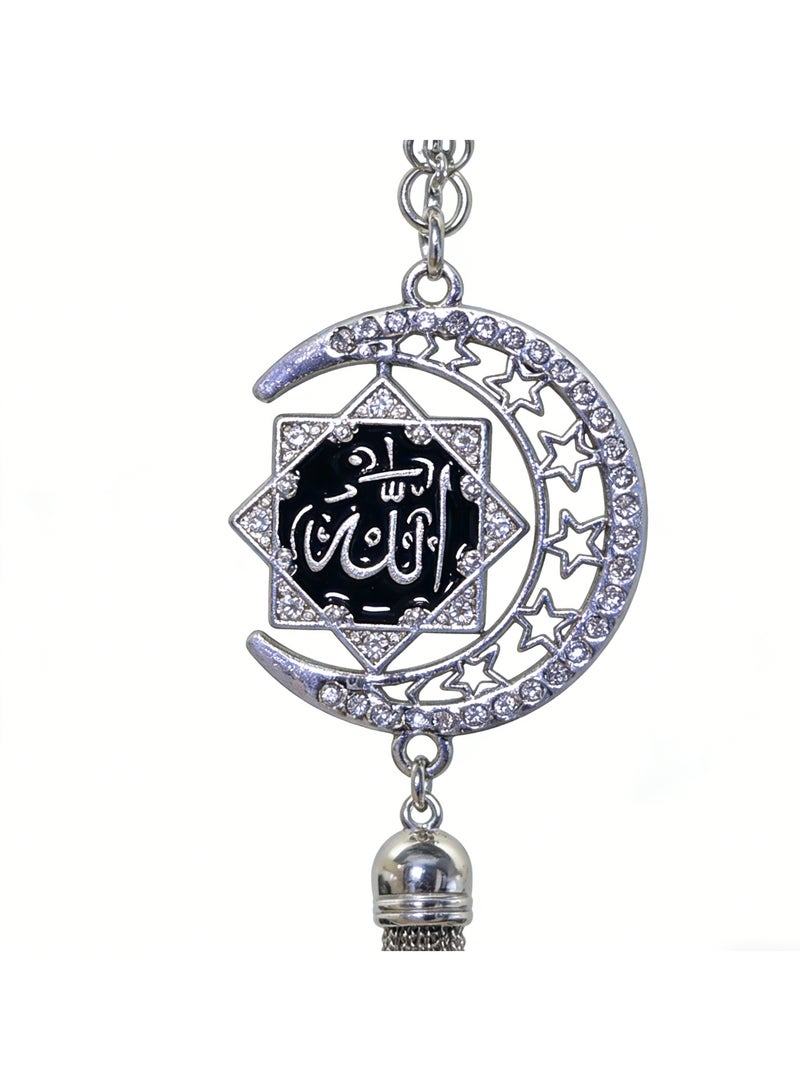 قلادة سيارة إسلامية إسلامية - قلادة عربية أنيقة، خط أسود، زخرفة دينية معدنية عالية الجودة لداخل السيارة، هدية روحية للسائقين المسلمين - Image 4