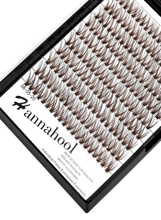 Hannahool -Large Tray Handmade 20Roots Brown Cluster Eyelashes Thickness 0.07mm D Curl Individual False Eyelashes 3D Volume Eye Lashes Extensions Makeup Tools 10-20mm Available (15mm) - Image 4