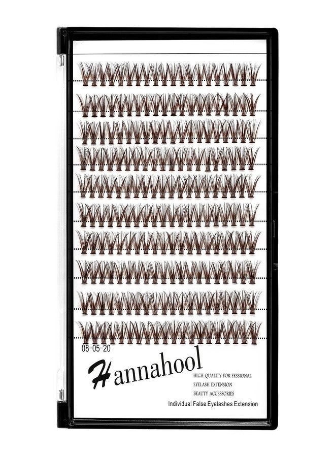 Hannahool -Large Tray Handmade 20Roots Brown Cluster Eyelashes Thickness 0.07mm D Curl Individual False Eyelashes 3D Volume Eye Lashes Extensions Makeup Tools 10-20mm Available (15mm) - Image 1