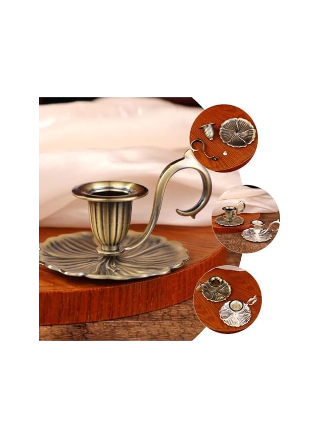 The Bros حامل شموع ريترو، حوامل شموع عتيقة، حاملات مقبض عشاء، أواني حديدية، مدفأة، شمعدان مركزي، حامل يدوي، شمعة، هدايا منزلية، فن الغرفة - Image 5