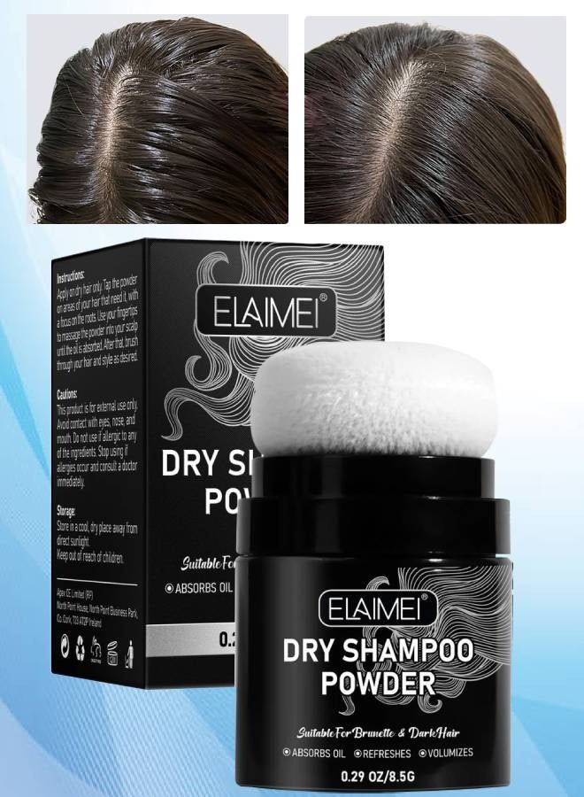 Elaimei Dry Shampoo Powder Dry Shampoo Absorbs Excess Oil Refreshes Roots and Volumizes Hair Mini Dry Shampoo Hair Volumizing Dry Shampoo Powder with Charcoal Powder and Biotin Hair Powder Dry Shampoo 8.5g - Image 1