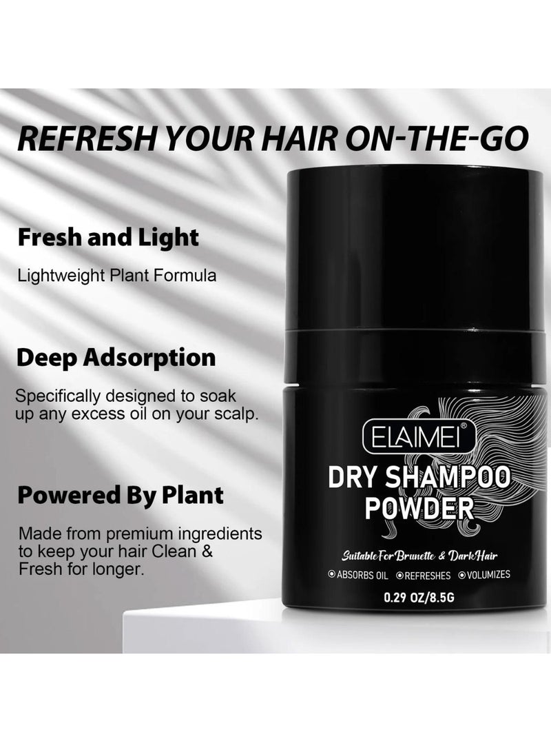 Elaimei Dry Shampoo Powder Dry Shampoo Absorbs Excess Oil Refreshes Roots and Volumizes Hair Mini Dry Shampoo Hair Volumizing Dry Shampoo Powder with Charcoal Powder and Biotin Hair Powder Dry Shampoo 8.5g - Image 3