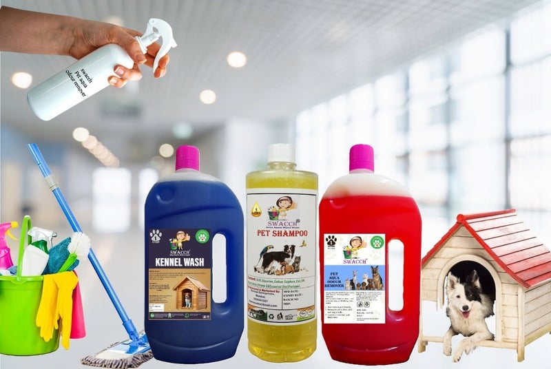 swacch Kennel Wash (Lavender) + Pet Shampoo (Lemon) I Pet Aqua Odour Remover (Strawberry) 1 Litre Combo Pack of 3 Economical Pack I Dog and Cat Friendly - Image 2