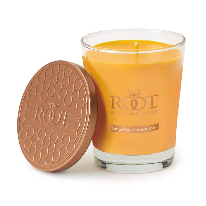 Root Candles 887041 Honeycomb Veriglass Scented Beeswax Blend Candle Large Tangerine Lemongrass - Image 1