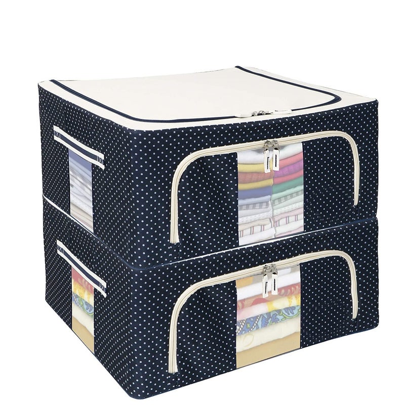 AVZEEGO AVZEEGO Clothes Storage Box Foldable Steel Frame Clothes Organizer Storage Box for Wardrobe Saree Shirts and Blankets 44 LTR PACK OF 4 - Image 1