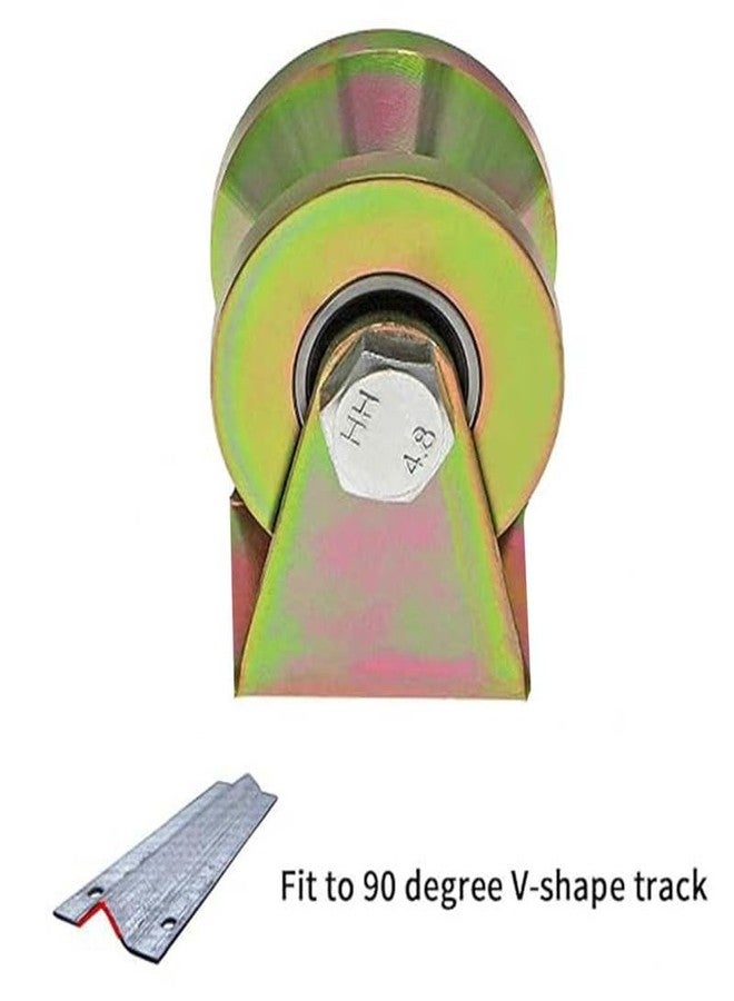 Caneuf V Groove Wheel, Steel Heavy Duty Caster Wheels Sliding Gate Rollers Pressure Bearing Pully Long-Lasting Convenient V-Shaped Bracket Roller (2, Grov-2 in) - Image 3