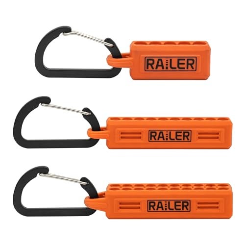 Railer Screwdriver Bit Holder Storage Organizer - 3 Pack – 5-Hole, 10- Hole and 20-Hole Bit Holder with Carabiner - Image 2