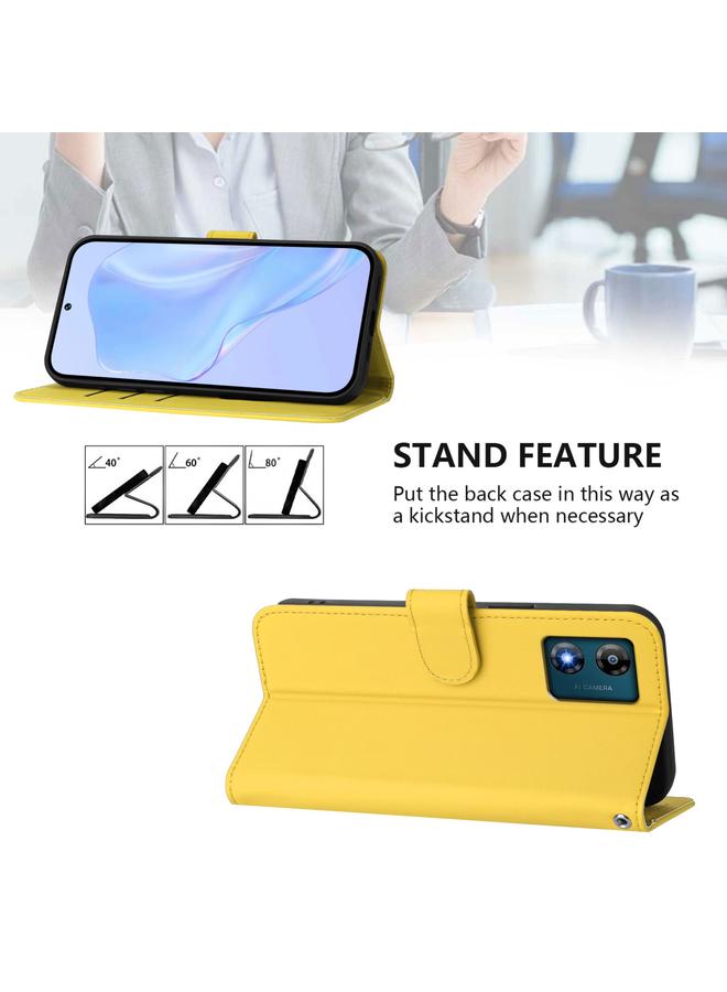 S-TOP Case For Motorola Moto E13 Skin Feel Solid Color Leather Phone Case with Lanyard - Image 3