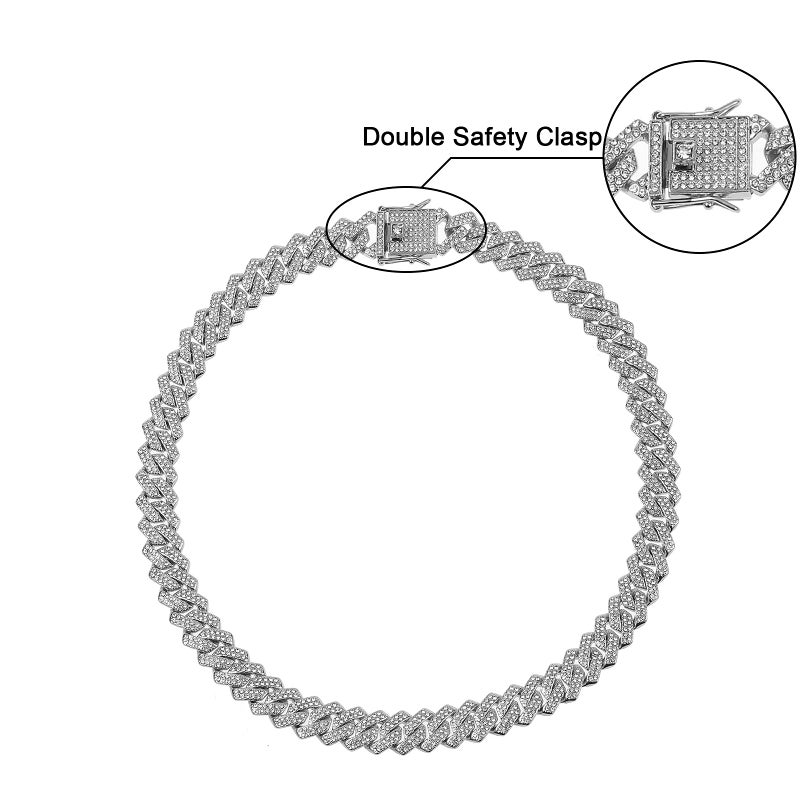 Saintda Mens Cuban Link Chain Iced Out Silver Miami Cuban Necklace Bling Diamond Chain Hip Hop Jewelry with Gift Box for Women (Silver-13.5mm,24inch) - Image 5