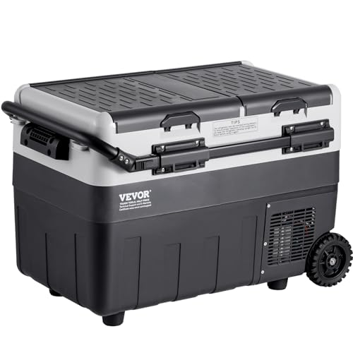 VEVOR ثلاجة سيارة محمولة من VEVOR، ثلاجة سيارة 12 فولت، ثلاجة محمولة بسعة 58 لتر / 61.5 كيو تي، فريزر مزدوج المنطقة، درجة حرارة قابلة للتعديل من -4℉ إلى 68℉، مبرد ضاغط للاستخدام في المنزل، في الهواء الطلق، التخييم، RV، السيارة - Image 1