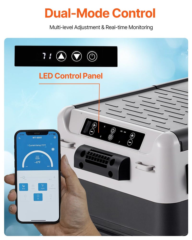VEVOR ثلاجة سيارة محمولة من VEVOR، ثلاجة سيارة 12 فولت، ثلاجة محمولة بسعة 58 لتر / 61.5 كيو تي، فريزر مزدوج المنطقة، درجة حرارة قابلة للتعديل من -4℉ إلى 68℉، مبرد ضاغط للاستخدام في المنزل، في الهواء الطلق، التخييم، RV، السيارة - Image 4