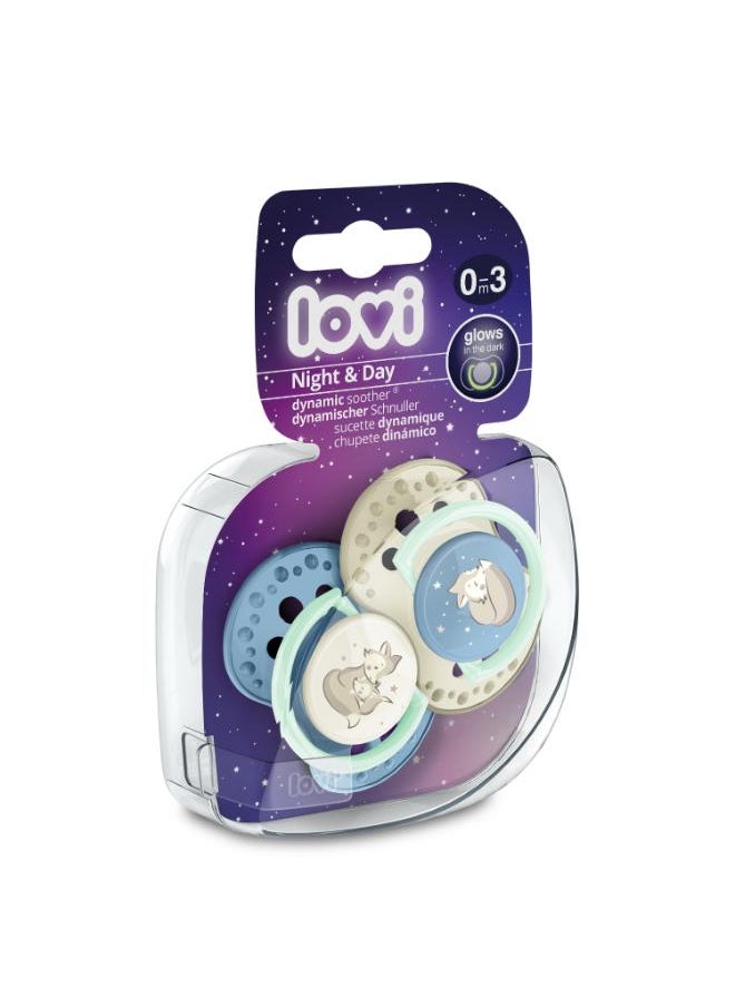lovi Silicone Dynamic Soother 0-3m 2 pcs Night&Day Boy  - Image 2
