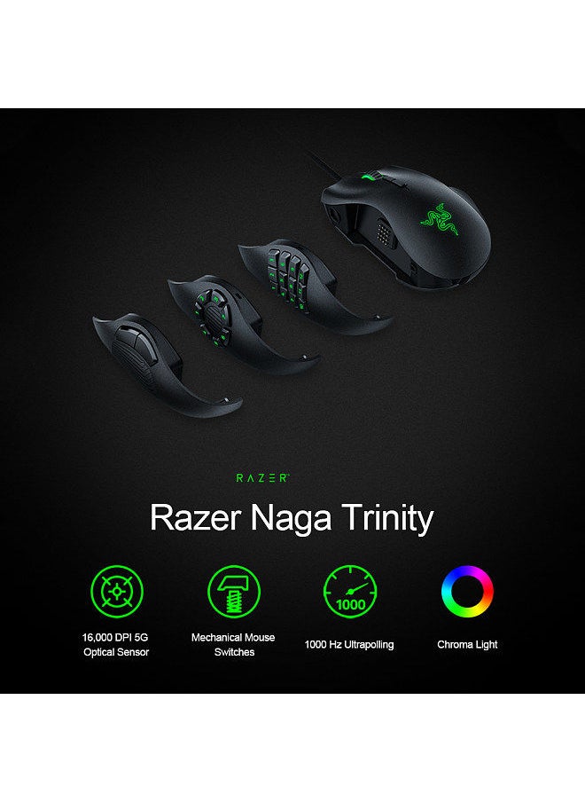 RAZER - Naga Trinity Gaming Mouse Wired Mice 16,000 DPI Optical Sensor Chroma RGB Lighting Replaceable Side Plate 2/7/12 Button Configurations Mechanical Switches - Image 1