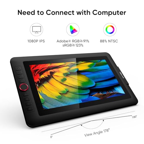 XP-PEN XPPen Drawing Tablet with Screen FullLaminated Graphics Drawing Monitor Artist133 Pro Graphics Tablet with Adjustable Stand and 8 Shortcut Keys 8192 Levels Pen Pressure 123 sRGB - Image 3