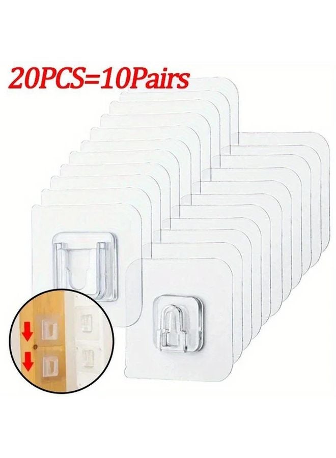 20 Pack Transparent Adhesive Wall Hooks Strong Suction Cup For Kitchen Bathroom Storage - Image 1