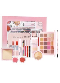 popfeel 14Pcs Makeup set eye shadow dish mouth red lip color eyebrow pencil high gloss cosmetic gift box set suitable for holiday parties and daily makeup.  - Image 1