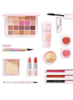 popfeel 14Pcs Makeup set eye shadow dish mouth red lip color eyebrow pencil high gloss cosmetic gift box set suitable for holiday parties and daily makeup.  - Image 2