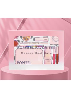 popfeel 14Pcs Makeup set eye shadow dish mouth red lip color eyebrow pencil high gloss cosmetic gift box set suitable for holiday parties and daily makeup.  - Image 3