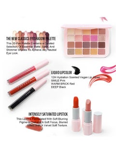 popfeel 14Pcs Makeup set eye shadow dish mouth red lip color eyebrow pencil high gloss cosmetic gift box set suitable for holiday parties and daily makeup.  - Image 5