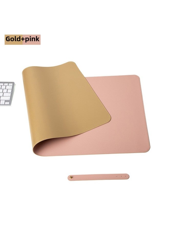 Extra Large Computer Desk Mat Waterproof Leather Mouse Pad Logo Customizable Dining Table Placemat Digital Pattern-Color:21 * 25cm Sewing Thread Without Straps-Pattern:Double-sided = Gold + Pink  - Image 1