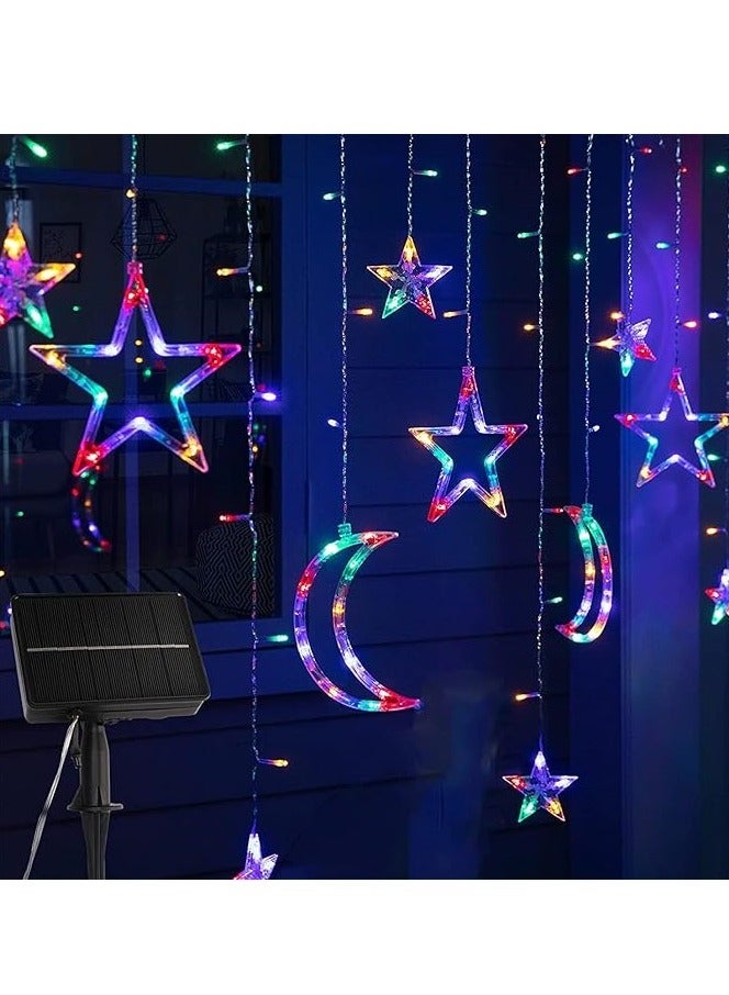 سلسلة اضواء LED خارجية تعمل بالكهرباء على شكل نجوم وقمر من 138 لمبة بـ8 اوضاع اضاءة ومقاومة للماء، اضواء خيالية وامضة للفناء الخلفي ورمضان والعيد من جيجيرو (ضوء ملون)  - Image 2