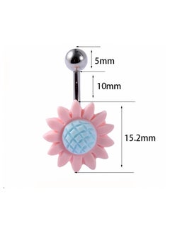 Generic Yosrstore Style Steel Silicone Sunflowers Navel Piercings Belly Button Rings Fashion Cute Piercing  - Image 2