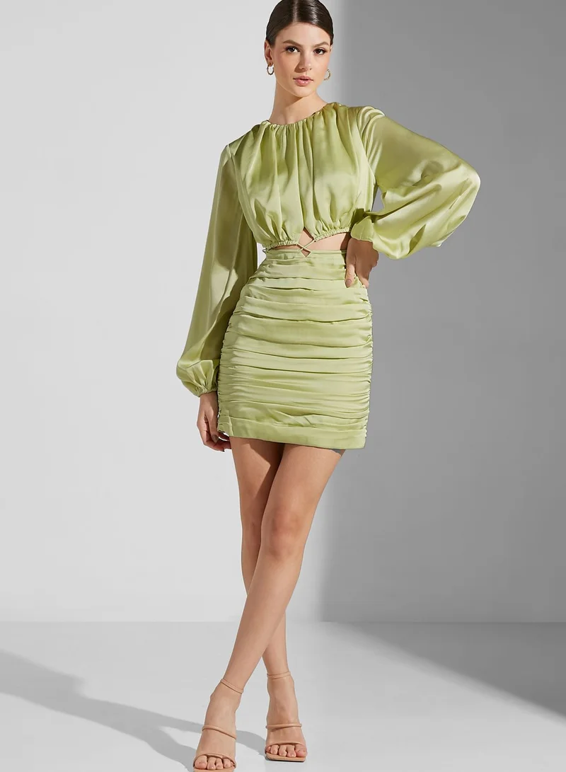 Finders Keepers Balloon Sleeve Cut Out Detail Dress