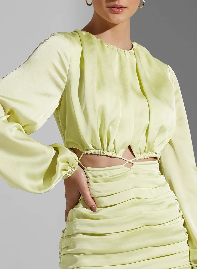 Finders Keepers Balloon Sleeve Cut Out Detail Dress