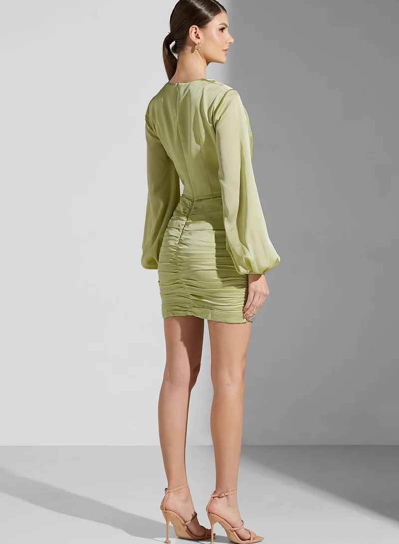 Finders Keepers Balloon Sleeve Cut Out Detail Dress