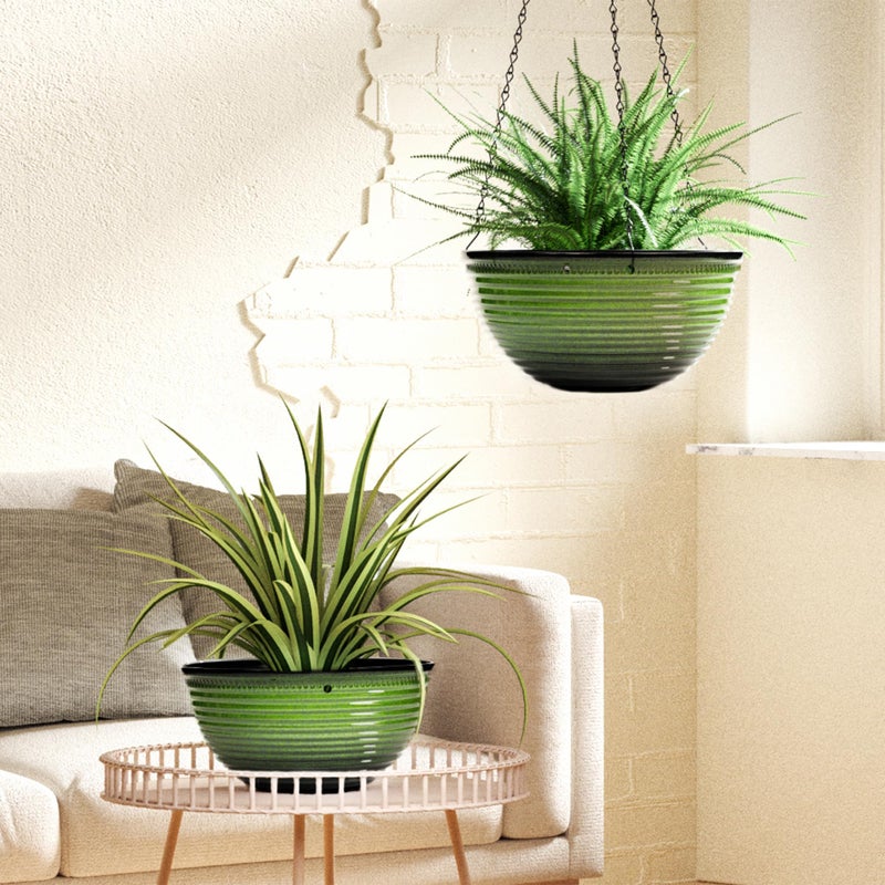 Vanslogreen 10 Inch Hanging Planter, 2 Pack Hanging Planters for Indoor Outdoor Plants Self Watering Hanging Pots with Drainage Holes for Garden Home (Green) - Image 5