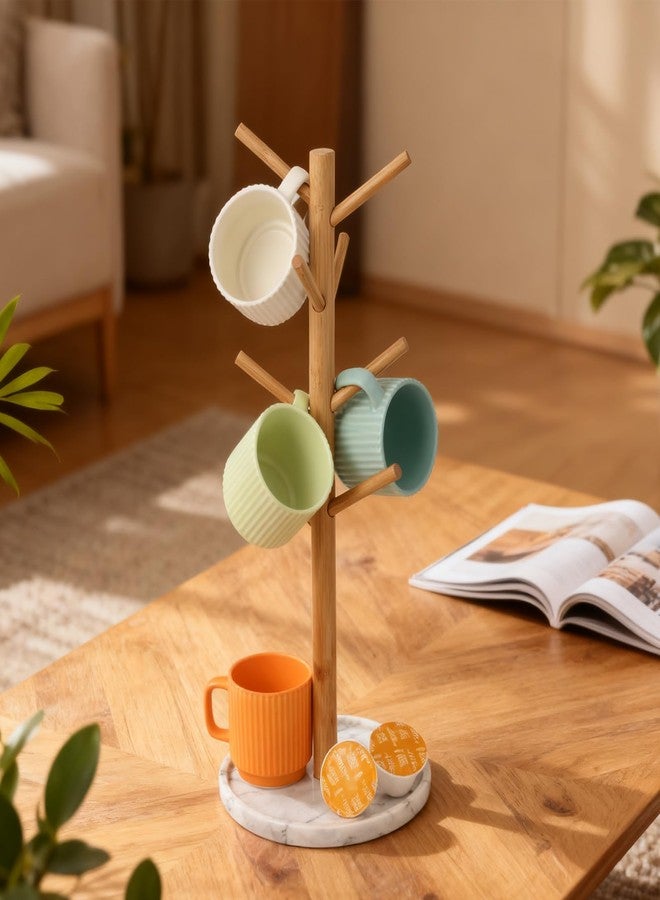 EVERBBKING Bamboo Mug Holder, Strong 8 Hooks Coffee Mug Holders Tree Stand, Decorative Mug Racks for Counter, Non-Slip Coffee Mug Cup Tree Sturdy Mug Organizer - Image 4
