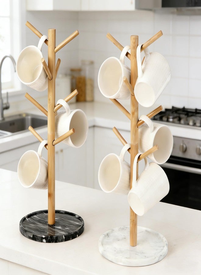 EVERBBKING Bamboo Mug Holder, Strong 8 Hooks Coffee Mug Holders Tree Stand, Decorative Mug Racks for Counter, Non-Slip Coffee Mug Cup Tree Sturdy Mug Organizer - Image 5