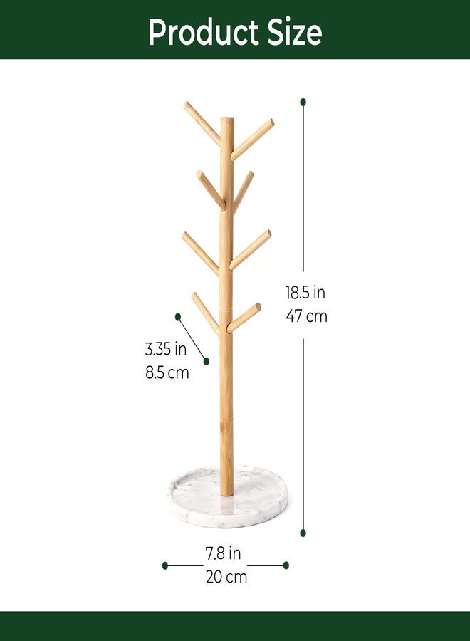 EVERBBKING Bamboo Mug Holder, Strong 8 Hooks Coffee Mug Holders Tree Stand, Decorative Mug Racks for Counter, Non-Slip Coffee Mug Cup Tree Sturdy Mug Organizer - Image 3