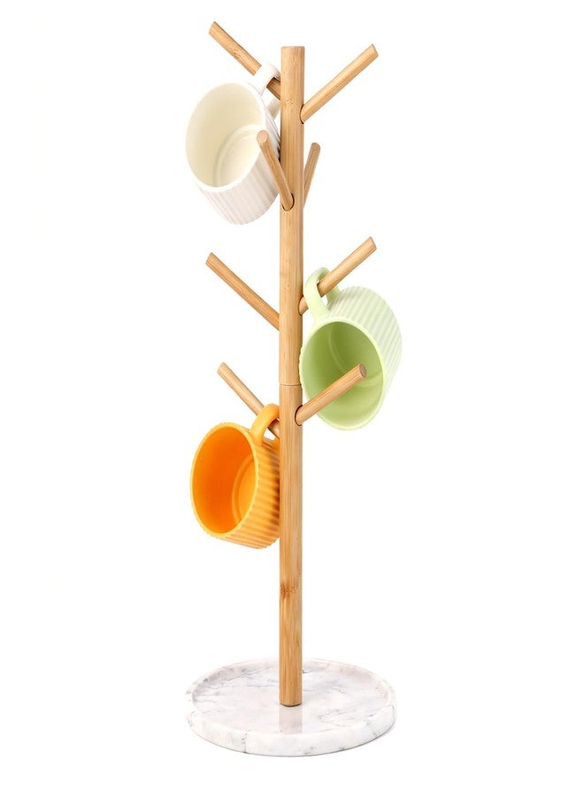 EVERBBKING Bamboo Mug Holder, Strong 8 Hooks Coffee Mug Holders Tree Stand, Decorative Mug Racks for Counter, Non-Slip Coffee Mug Cup Tree Sturdy Mug Organizer - Image 1
