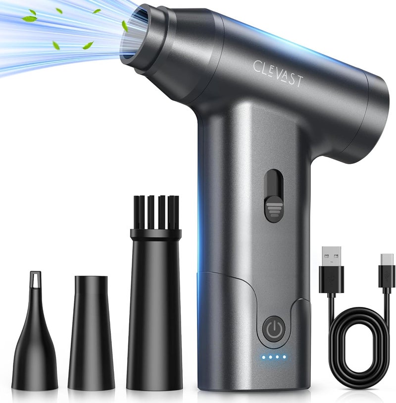 CLEVAST Electric Air Duster - Stepless Speed, Cordless Compressed Air Blower, 130000 RPM, Rechargeable Cleaning Kit for PC, Keyboard, Car and Electronics - Image 1