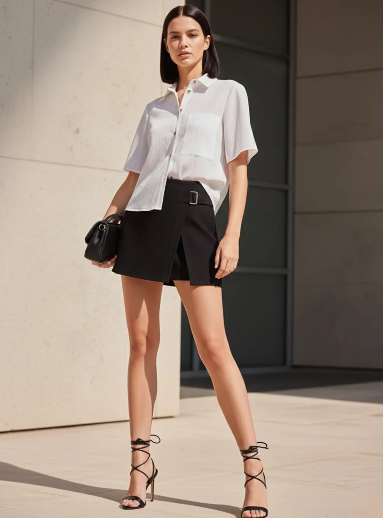 Outzidr  White Textured Boxy Shirt for Women | Best Price UAE