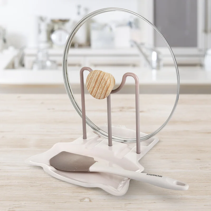 Simply Kitchen Spoon Rest With Lid Holder-Cream