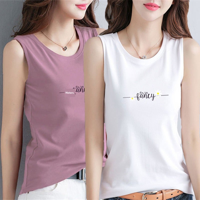 100% pure cotton vest for women's summer outerwear 2025 plus size loose breathable morning run sleeveless versatile undershirt for women - Image 1
