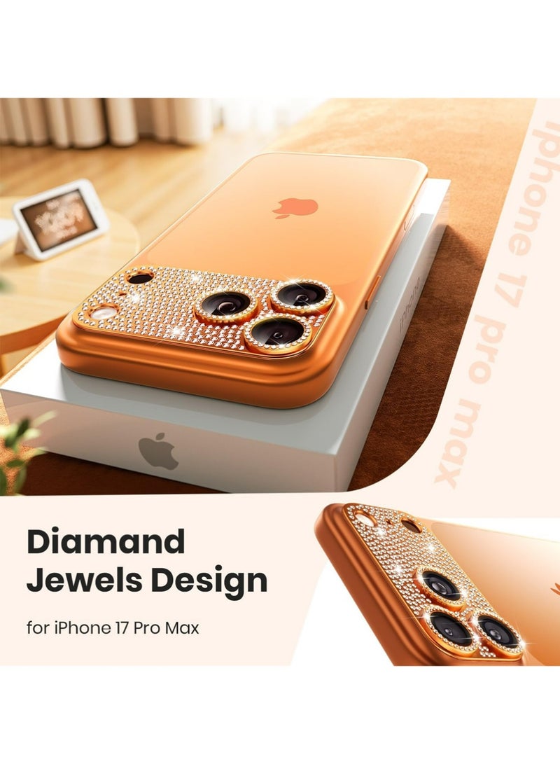 إكس ليفيل آيفون 17 برو كاميرا عدسة حماية الماس بلينج - [ليس من السهل السقوط] [الامتصاص القوي] جليتر معدن سبيكة الألومنيوم الكاميرا الخلفية غطاء الشاشة الملحقات ، البرتقال الكوني - Image 4
