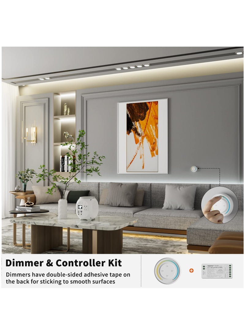 Generic - 2.4G RF Wireless Remote Control LED Controller Kit, 2-in-1 Dimmer for Single Color & CCT LED Strip Lights (2835/COB), 12-24V, 144W-288W (Battery Not Included) - White Remote. - Image 1