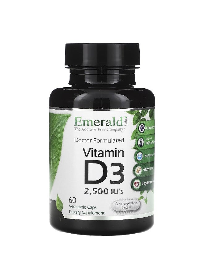 Emerald Laboratories Emerald Laboratories, Vitamin D3, 2,500 IU's, 60 Vegetable Caps  - Image 1