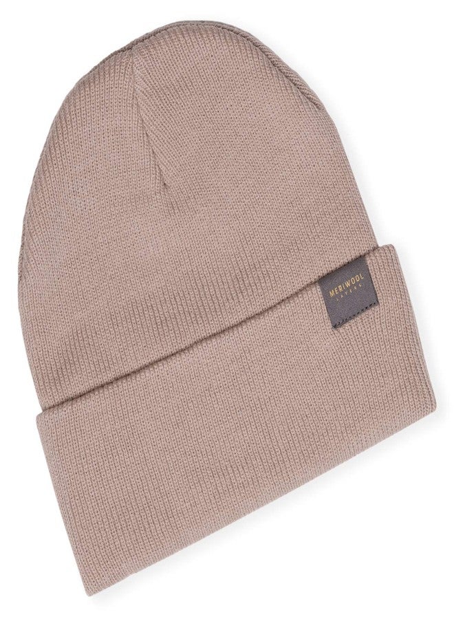 MERIWOOL Kids’ Beanie - Merino Wool Ribbed Knit Winter Hat for Boys and Girls Beige - Image 4