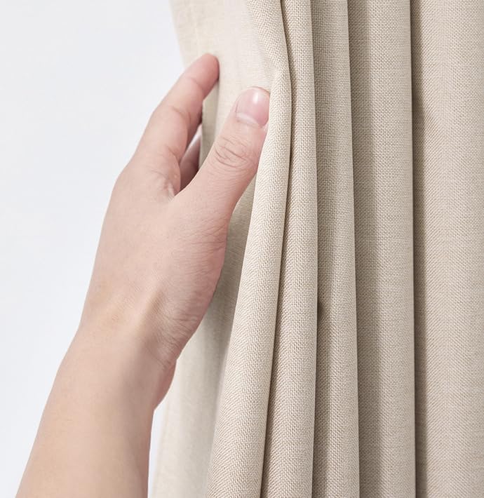 BananaHome 180x200cm Linen Shower Curtain Liner Waterproof Heavy Duty Fabric Bath Curtain with 12 Metal Hooks Hotel Luxury Waterproof Decorative Shower Curtains for bathroom Bathtubs (Cream) - Image 4