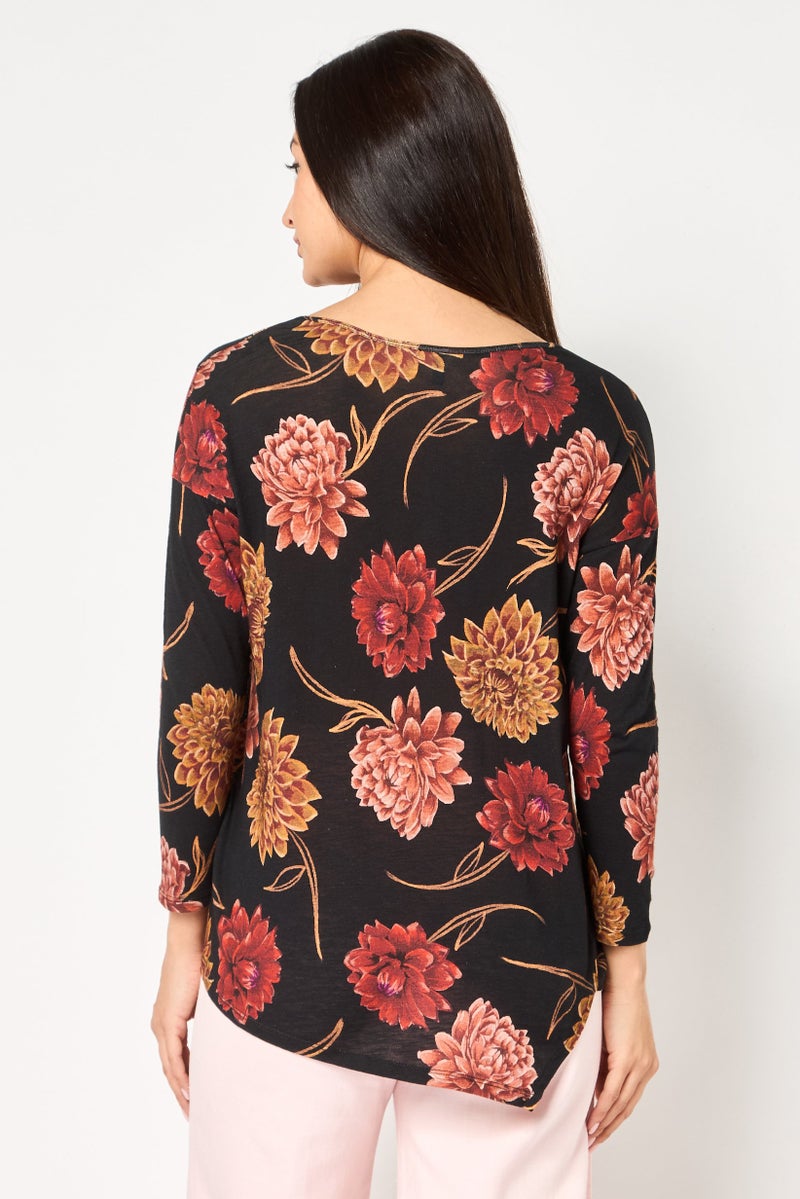 DESIGUAL Women Round Neck Long Sleeve Floral Pattern Top, Multicolor - Image 4