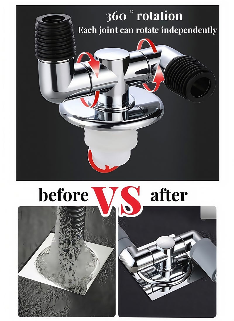 Drain Connector  Washing Machine Drainage Backflow Preventer Three-Way Downpipe Interface Floor Drain Pipe Preventer Connector Anti-Overflow Laundry Machine Floor Drain Adapter