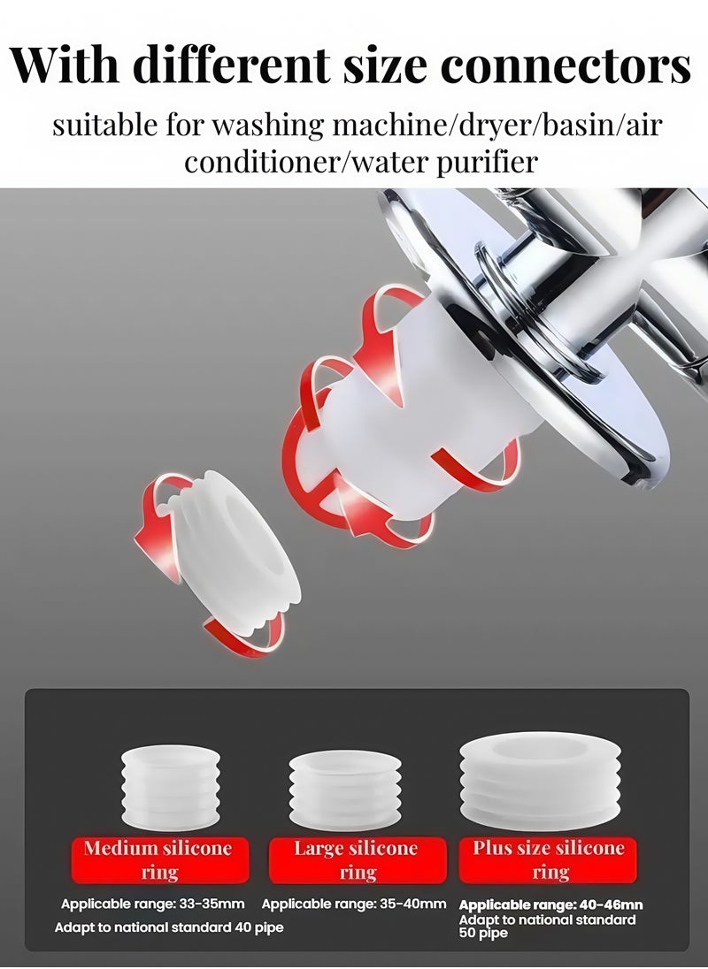 Drain Connector  Washing Machine Drainage Backflow Preventer Three-Way Downpipe Interface Floor Drain Pipe Preventer Connector Anti-Overflow Laundry Machine Floor Drain Adapter