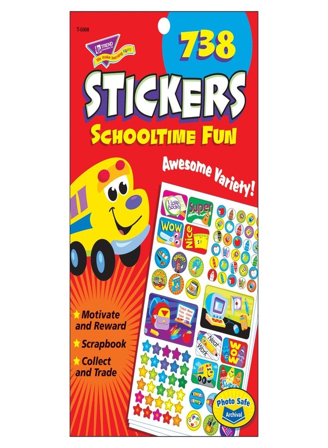Trend Enterprises Trend Schooltime Fun Sticker Pad, Classroom Incentives, 738 Count - Image 1