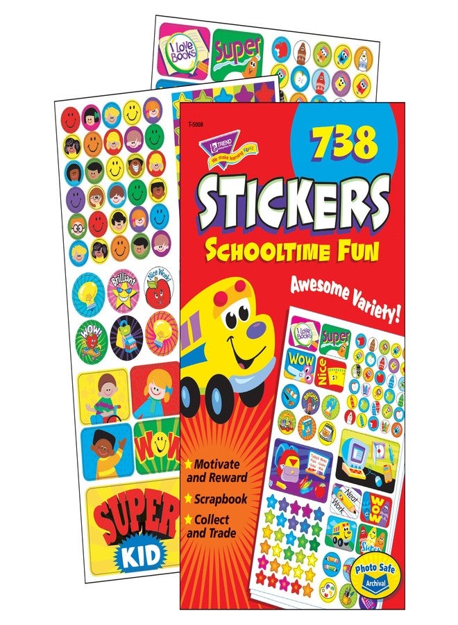 Trend Enterprises Trend Schooltime Fun Sticker Pad, Classroom Incentives, 738 Count - Image 2