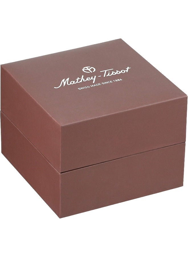 Mathey-Tissot ساعة ماتيه-تيسو للرجال برباط من الفولاذ المقاوم للصدأ، متعددة الألوان، 20 ساعة كاجوال (الموديل: H411MBN) - Image 3