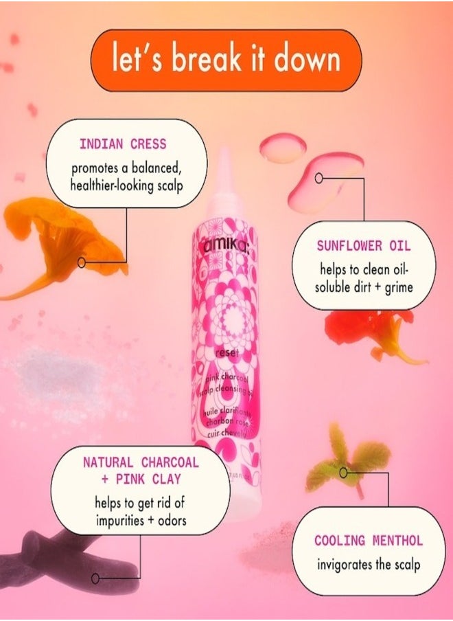 amika - Amika Reset Pink Charcoal Scalp Cleansing Oil – Detoxifying Pre-Wash Scalp Treatment with Pink Clay, Charcoal, and Sea Buckthorn to Remove Build-Up, Excess Oil, and Impurities for a Refreshed, Balanced Scalp – 200 ml / 6.7 oz, Vegan & Cruelty-Free - Image 1